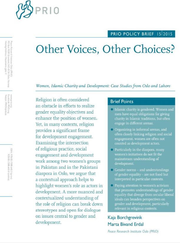 Front cover of publication. PRIO