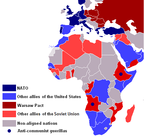 Cold War in Africa in 1980. Source: Wikimedia Commons.
