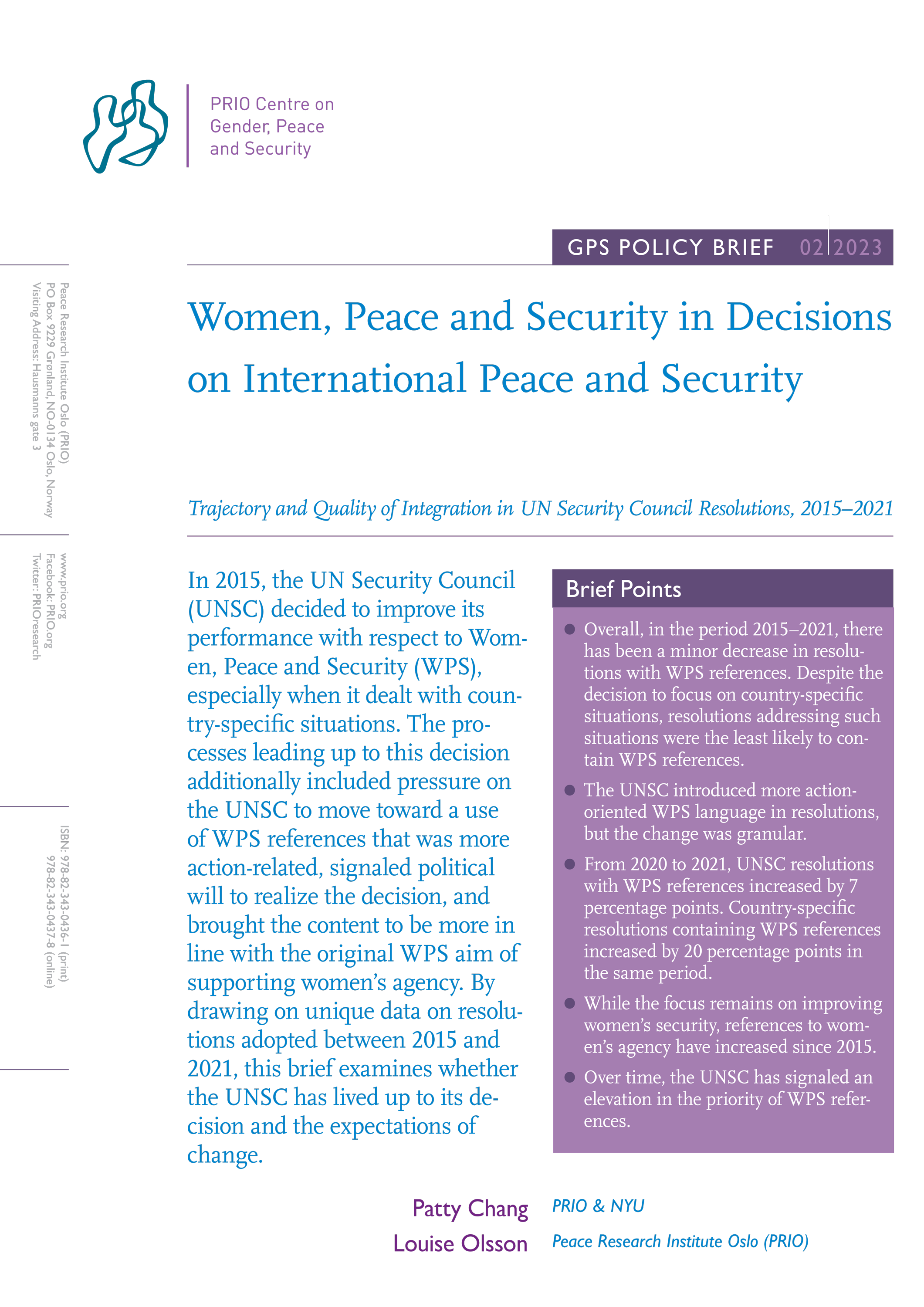 Women Peace And Security In Decisions On International Peace And Security Trajectory And 