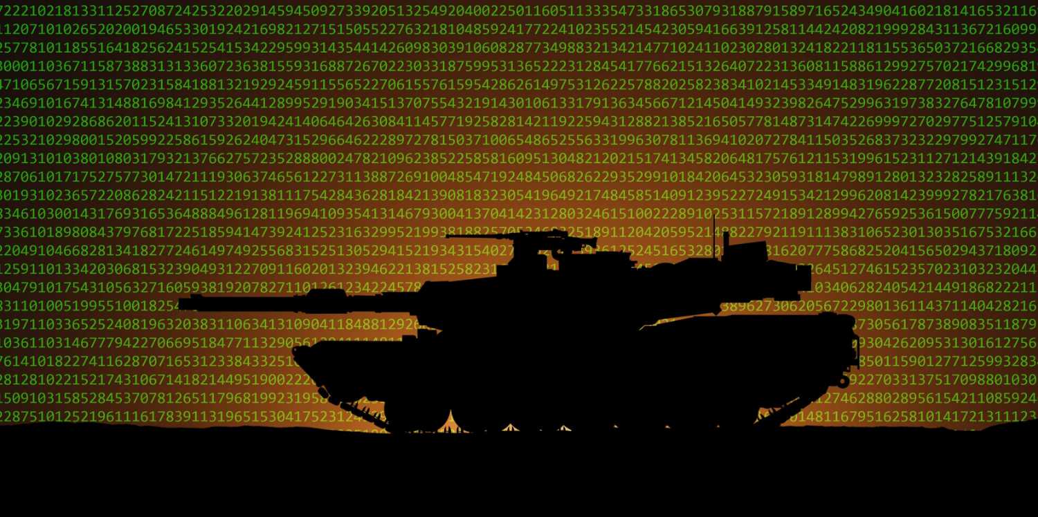 Digital code and armored tank. . Photo: Anton Petrus / Getty Images