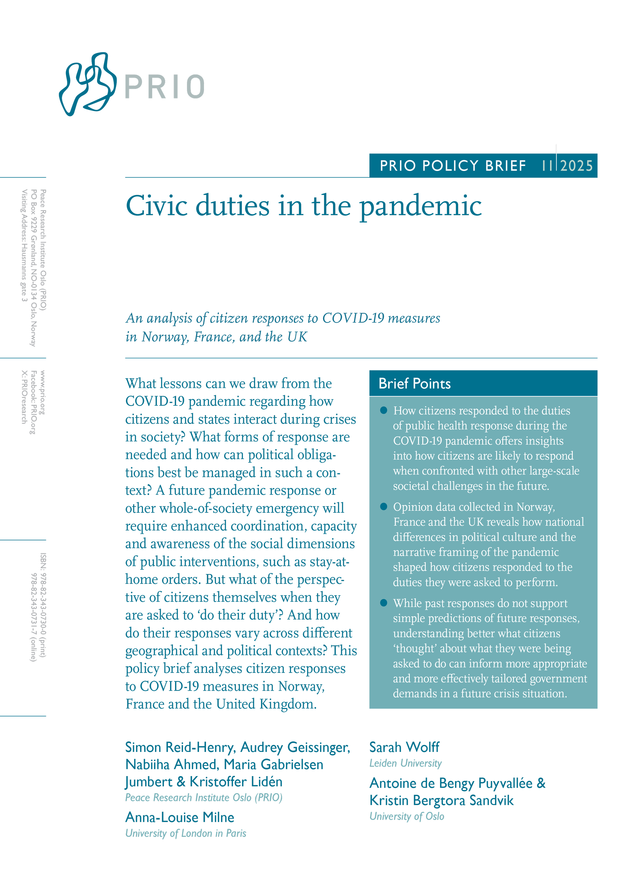 PRIO Policy Brief 11, 2025