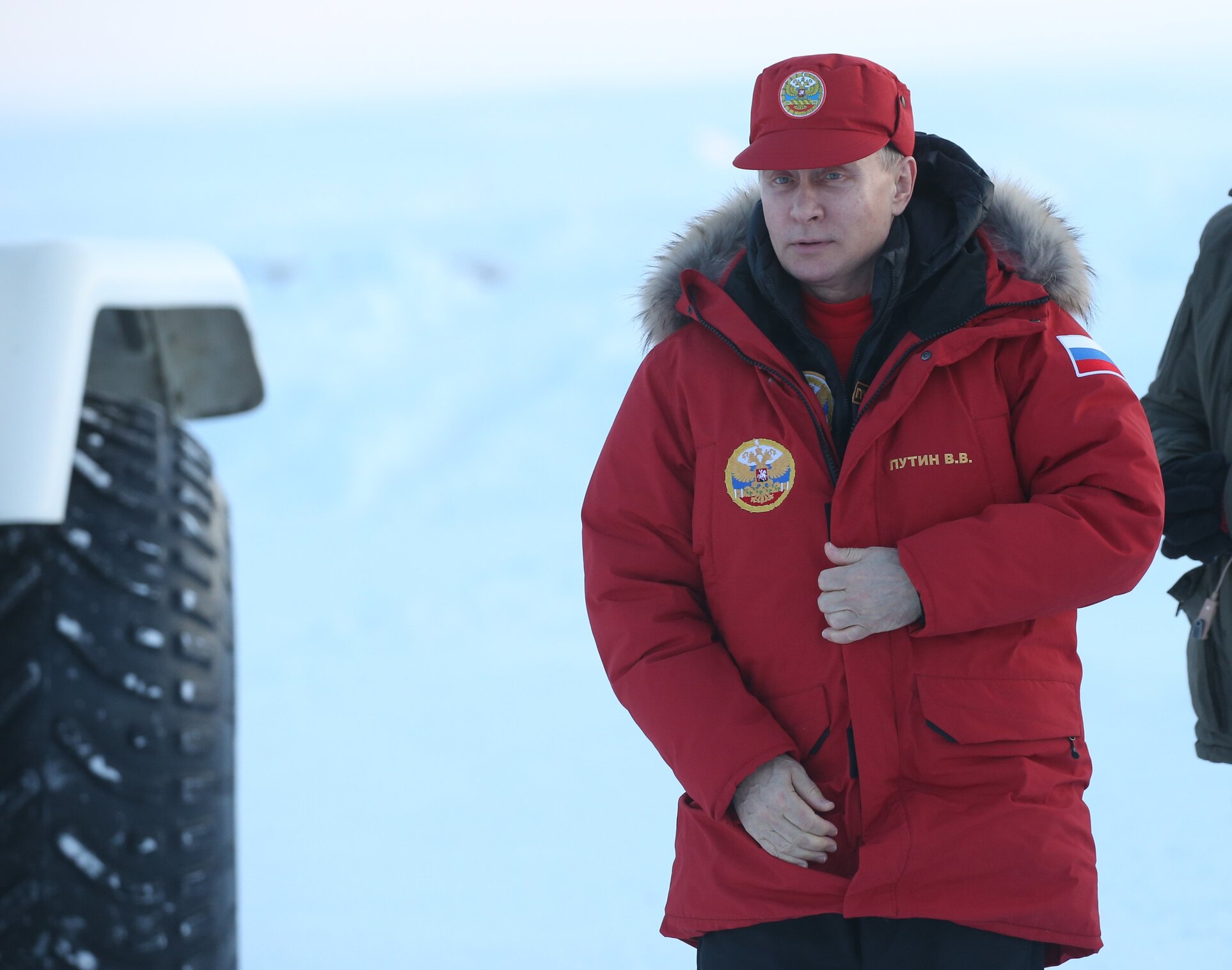 Russian President Vladimir Putin at the polar camp at Alexandra Land Island, Franz Joseph Land in Acrtic Russia in 2017. Photo: Mikhail Svetlov/Getty Images.