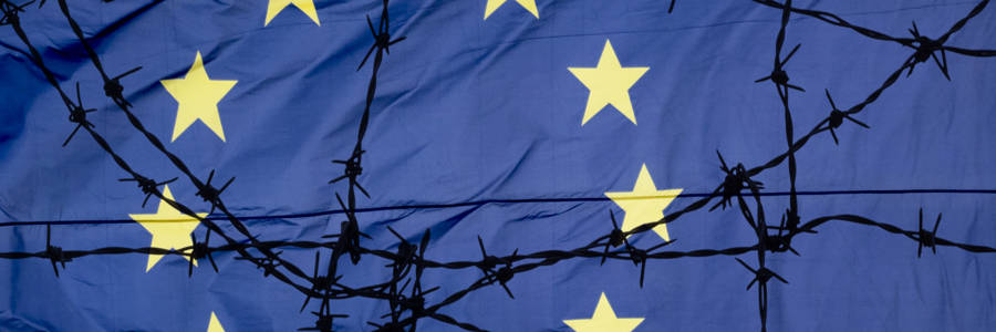 EU flag with barbed wire. Photo: Getty Images