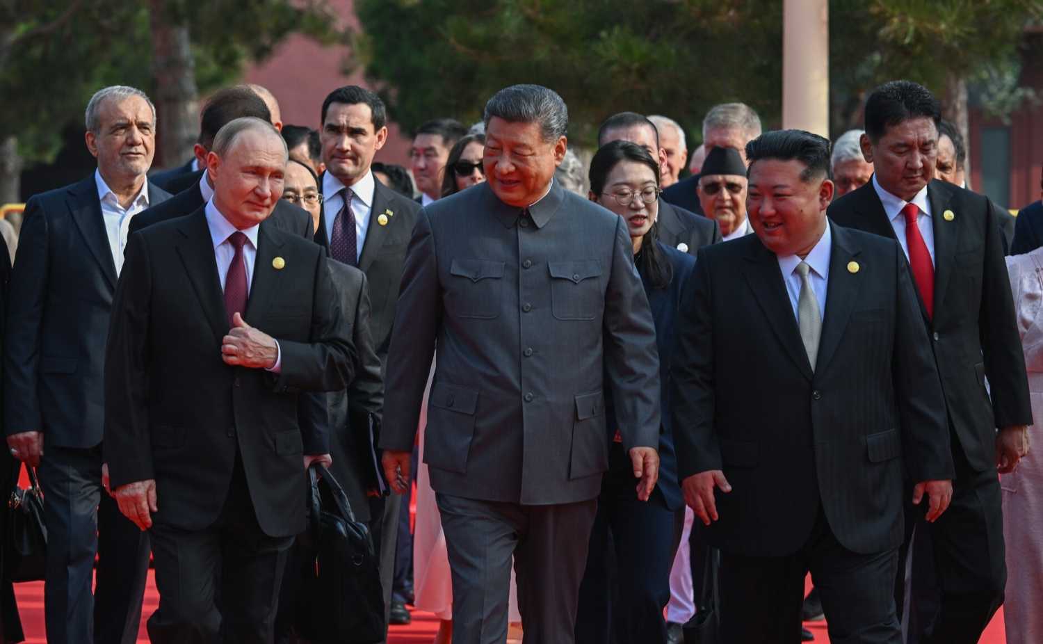 Xi Jinping, Kim Jong Un and Vladimir Putin in Beijing, September 2025. Photo: Anadolu / Getty Images