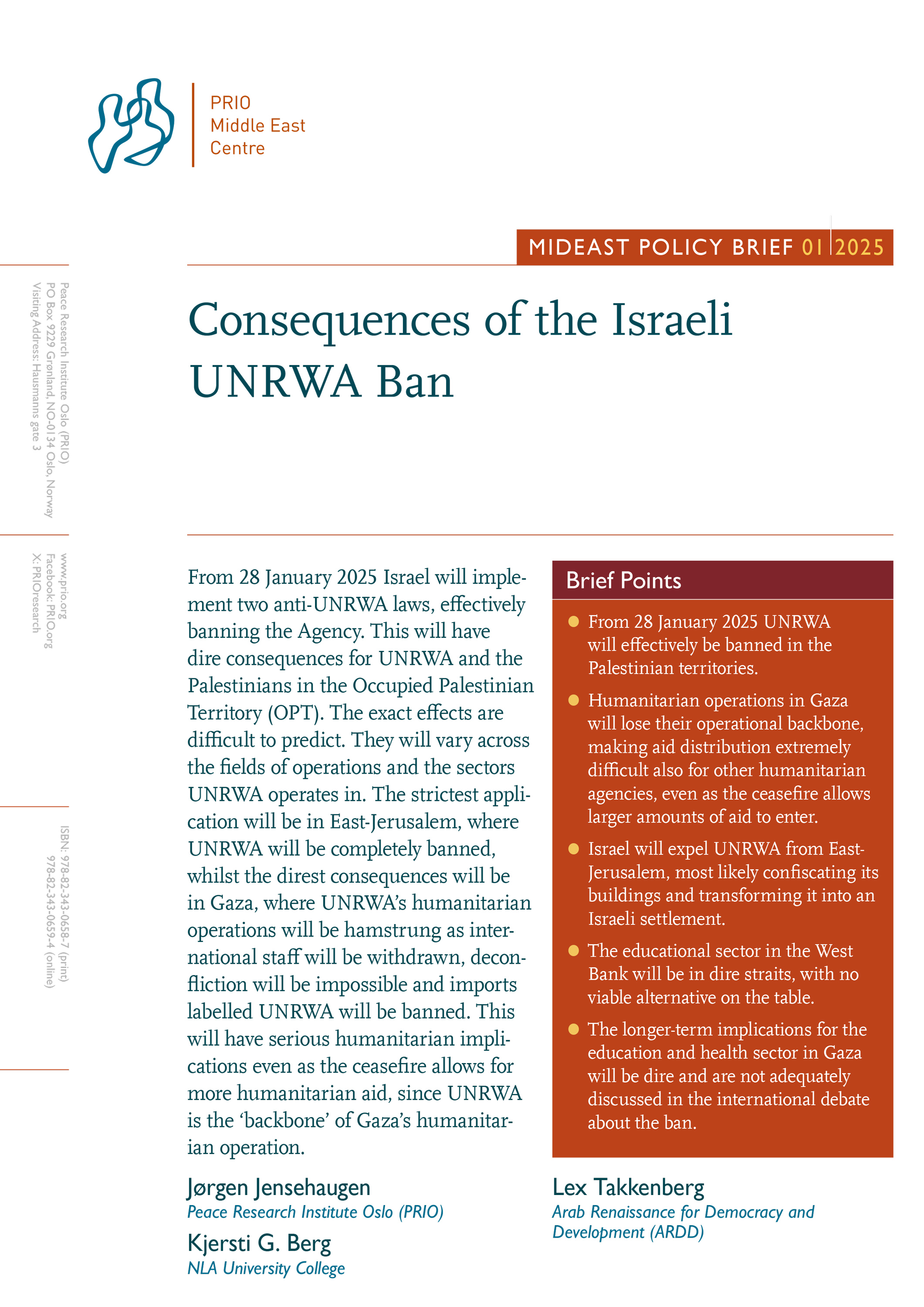 Cover - MidEast Policy Brief 1, 2025. PRIO