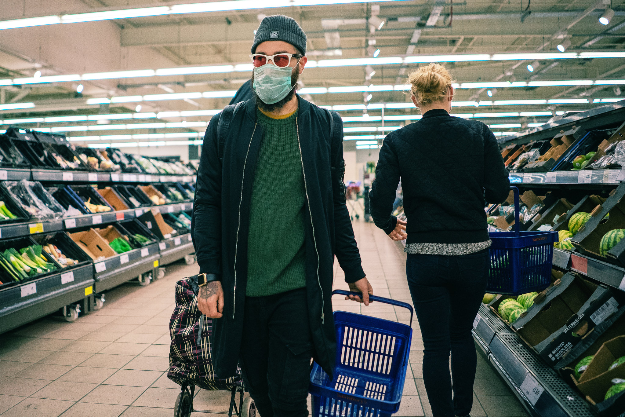 Grocery shopping in London, April 2020. Nickolay Romensky via Flickr CC BY
