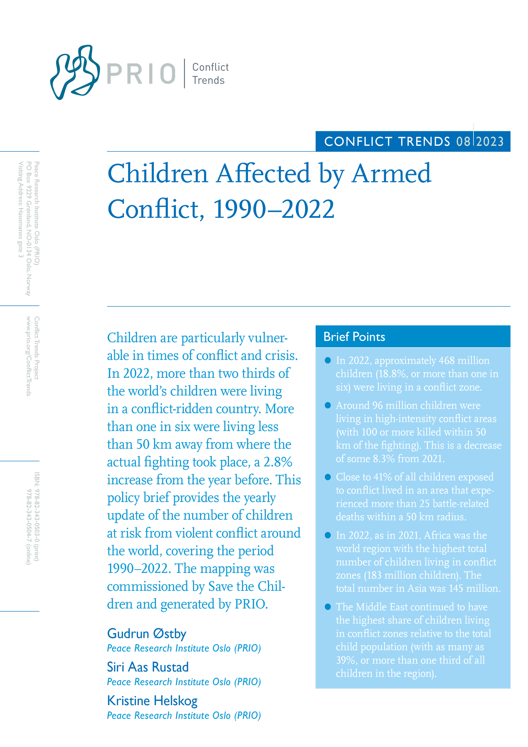 Children Affected By Armed Conflict, 1990–2022 – Peace Research ...