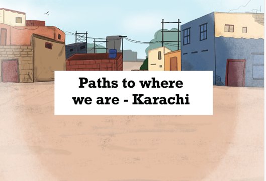 Paths to where we are - Karachi MigrationRhythms. Illustration: PRIO/PositiveNegatives