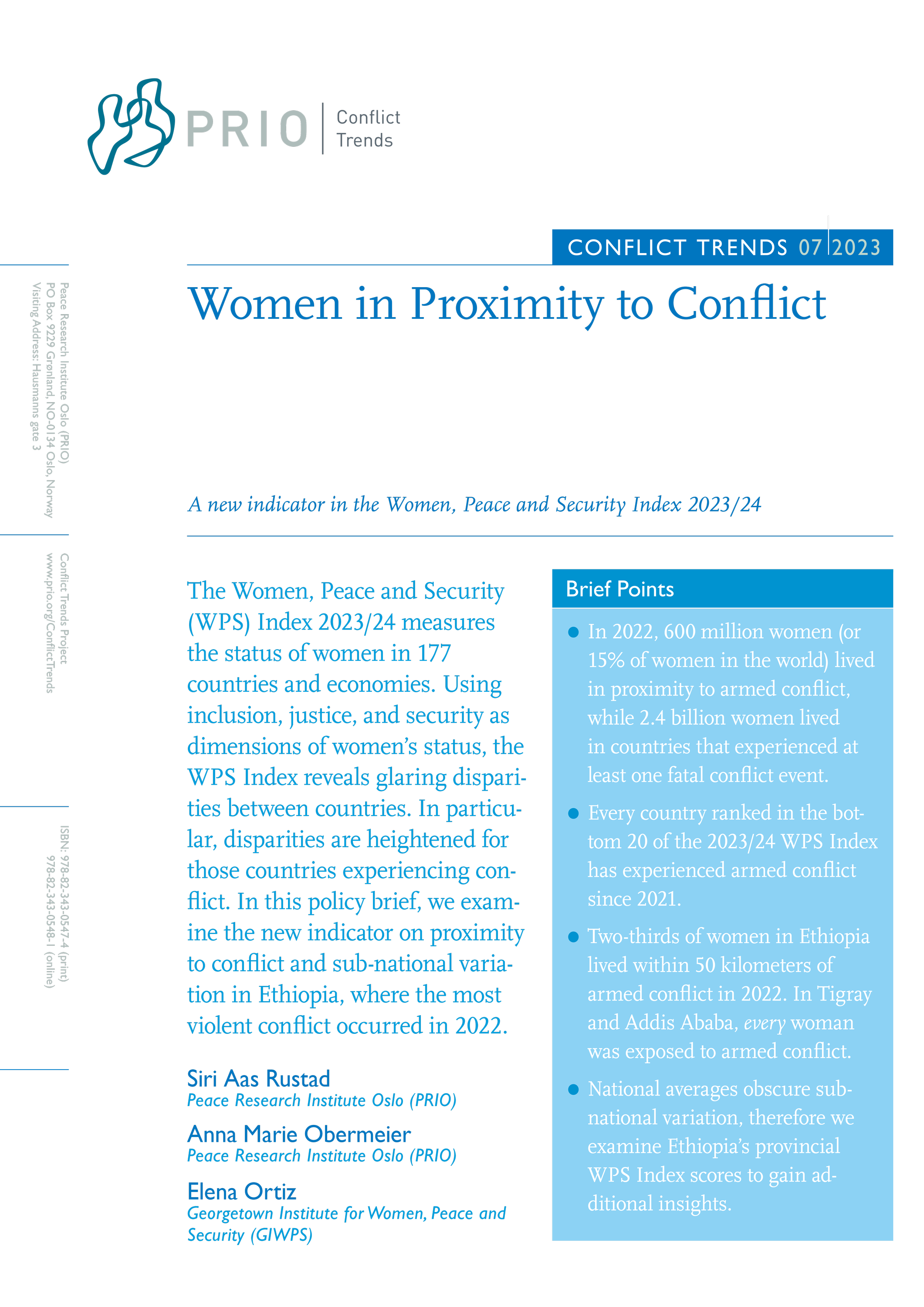 Women In Proximity To Conflict: A New Indicator In The Women, Peace And ...