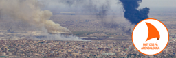 June 2023: Fires of fuel and ammunition warehouses in the Jabra area south of the Sudanese capital Khartoum. Photo: Abd Almohimen Sayed via Getty Images