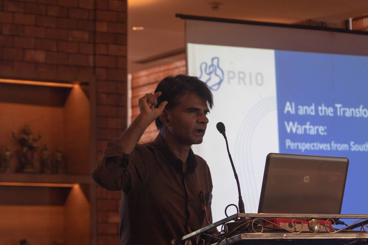 PRIO Global Fellow Kaushik Roy presenting at the conference. Photo: Avishek Bose