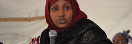 Fatima Jibril, Founder of  Somali Horn Relief International, speaking at  the Global Open Day for Women and Peace 2010. (Credits: UNIFEM).