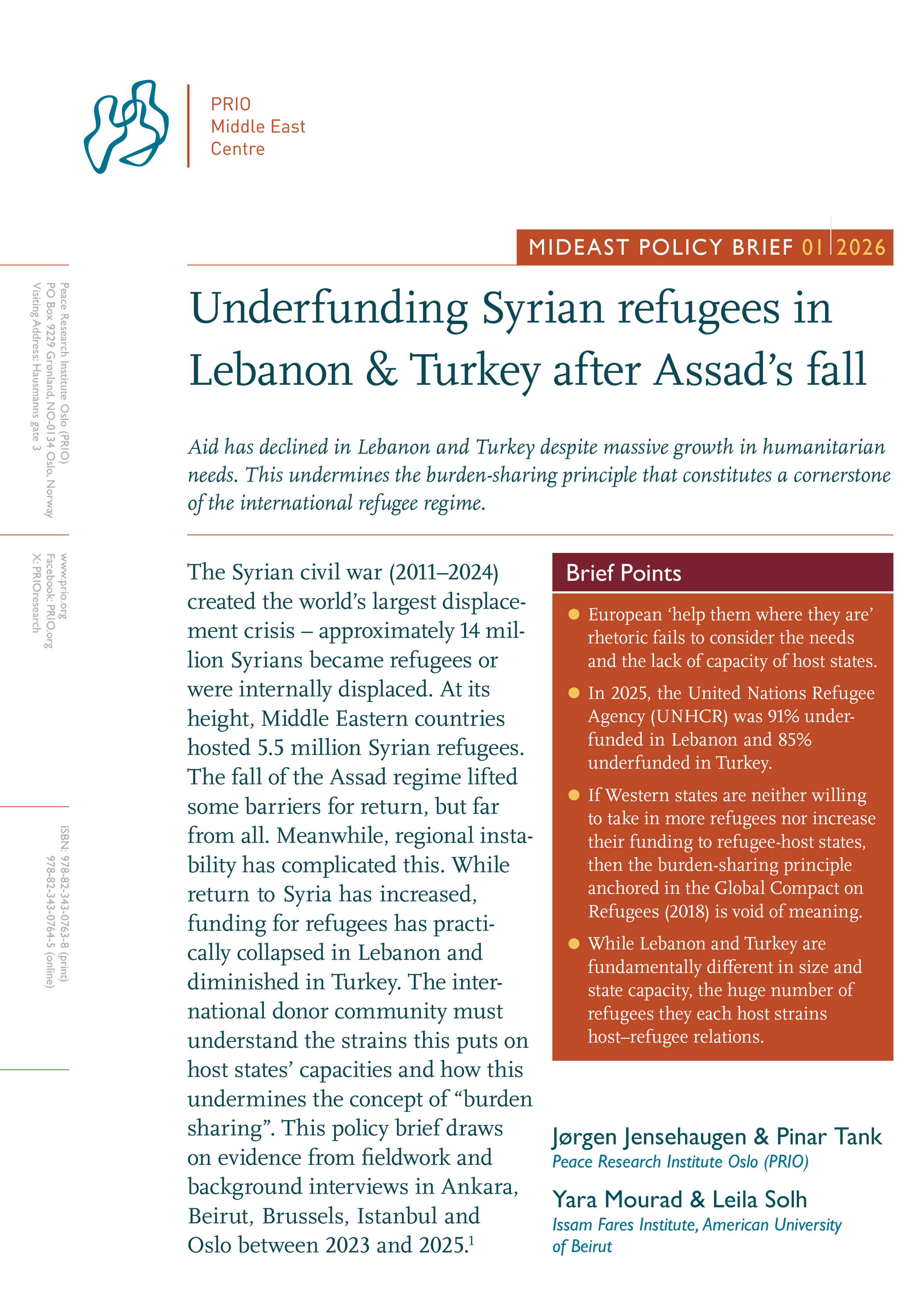 MidEast Policy Brief 1, 2026
. PRIO