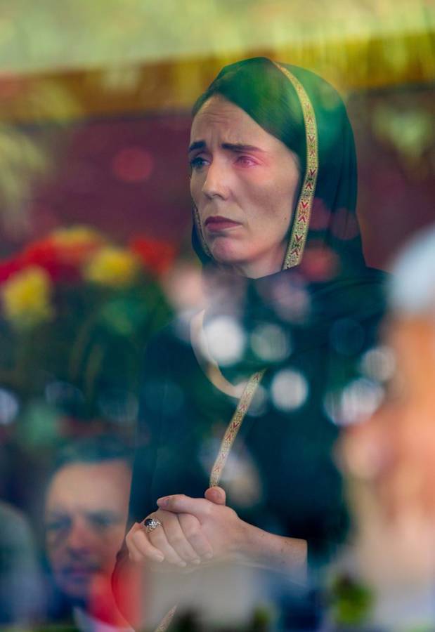 New Zealand Prime Minister Jacinda Ardern visits members of the Muslim community at the Phillipstown Community Centre on Saturday 16 March 2019. Christchurch City Council Newsline/Kirk Hargreaves via Wiki-Media Commons